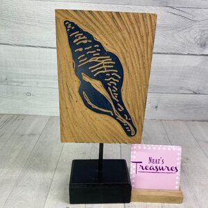 Kohl's Smart Art SEASHELL Sculpture Wood Black Base Stand Coastal Home Beach Art
